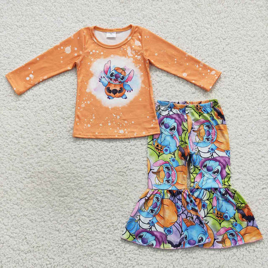 Baby Girls Halloween Cartoon Pumpkin Bell Pants Clothes Sets
