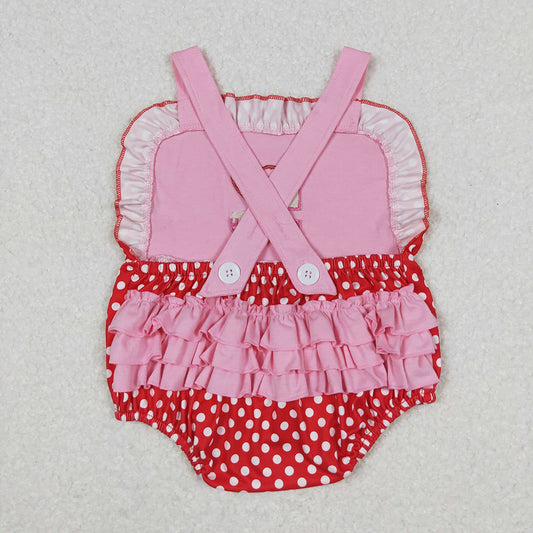 Baby Infant Girls I Love My Mommy Polka Dots Straps Rompers