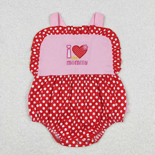Baby Infant Girls I Love My Mommy Polka Dots Straps Rompers
