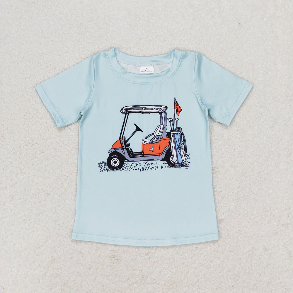 Baby Boys Blue Golf Cart Short Sleeve Tee Shirts Tops