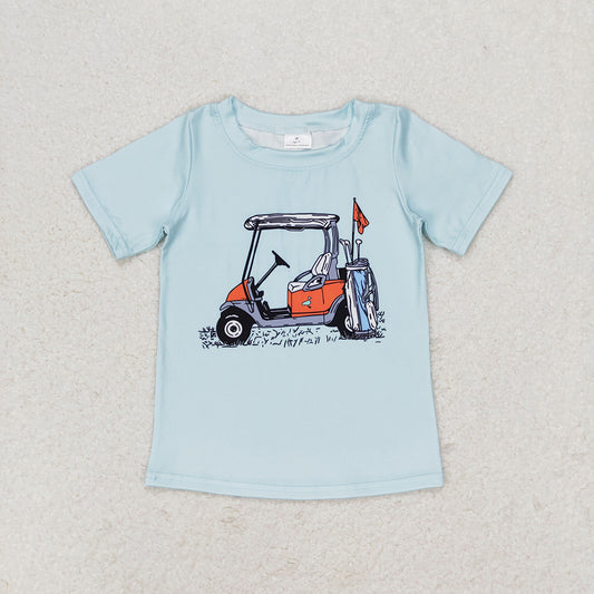 Baby Boys Blue Golf Cart Short Sleeve Tee Shirts Tops