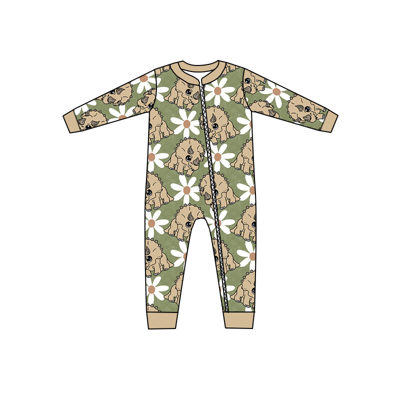 Dinosaur Flowers Baby Infant Long Sleeve Rompers preorder(moq 5)