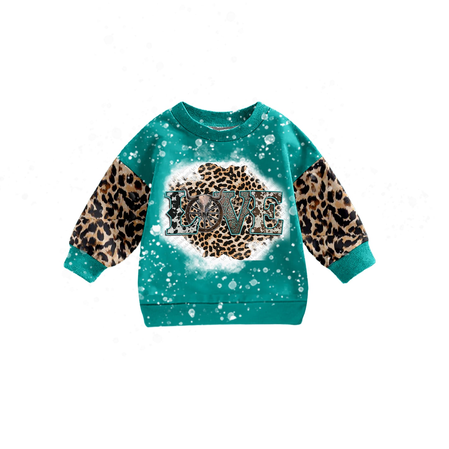 Baby Kids Blue Love Leopard Long Sleeve Tee Shirts Tops Preorder(moq 5)