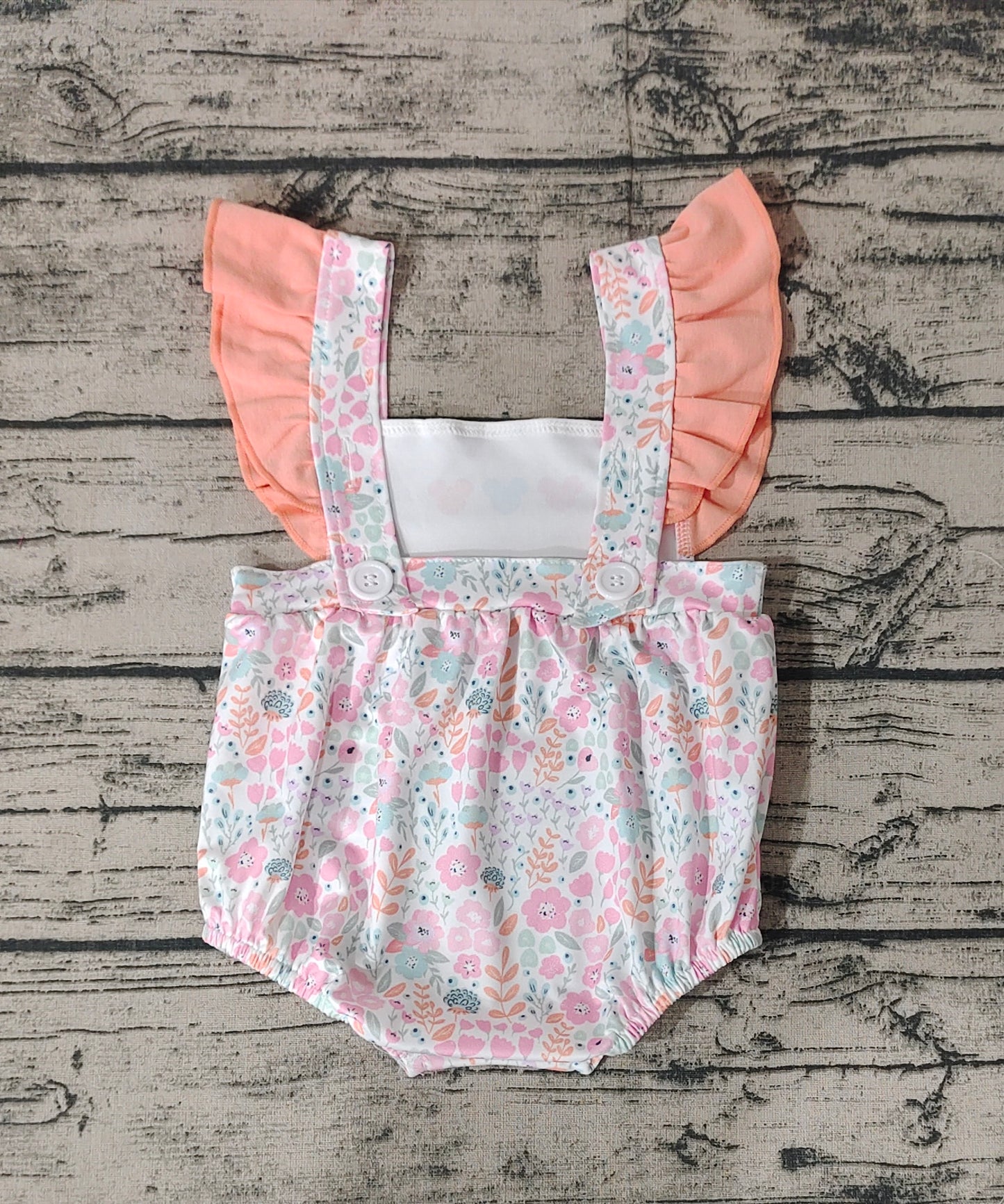 Baby Infant Girls Floral Mouse Flutter Sleeve Rompers