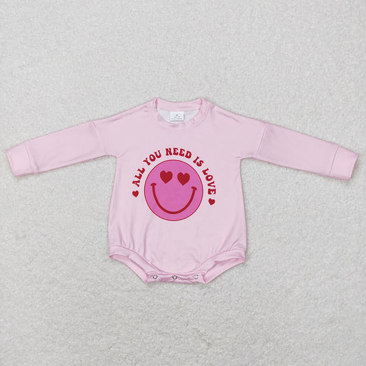 Baby Infant Girls Pink Long Sleeve Love Valentines Rompers