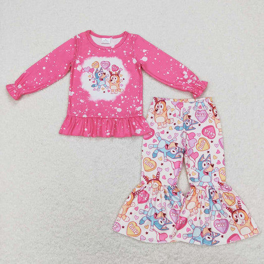 Baby Girls Valentines Dogs Hearts Sibling Sister Clothes Sets