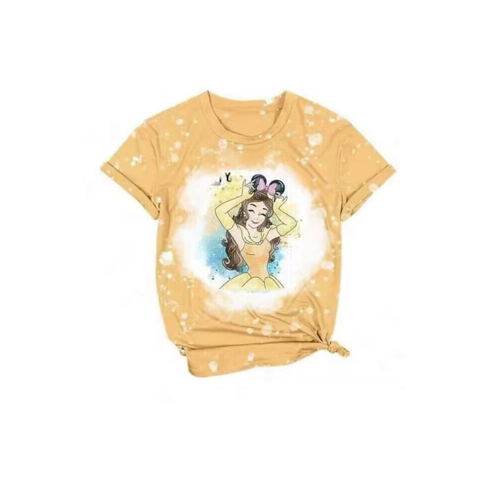 Baby Girls Short Sleeve Yellow Princess Tee Shirts Tops Preorder (moq 5)