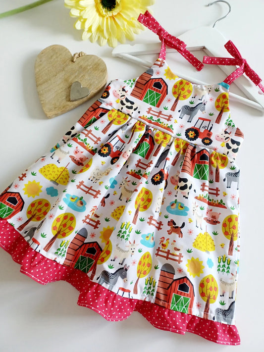 Baby Girls Farm House Straps Knee Length Dresses Preorder (moq 5)