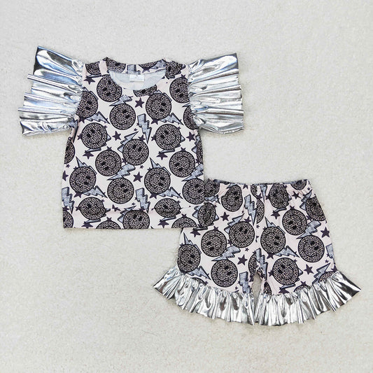Baby Girls Smile Leopard Flutter Tee Shirts Ruffle Shorts Outfits Clothes Sets
