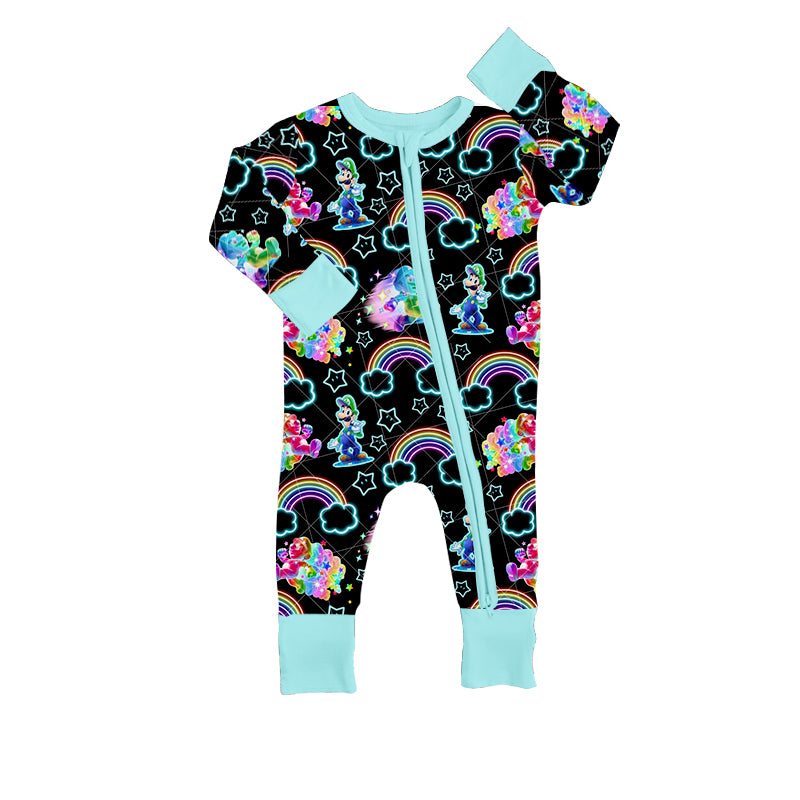 Baby Infant Kids Game Rainbow Cartoon Long Sleeve Zip Rompers preorder(moq 5)