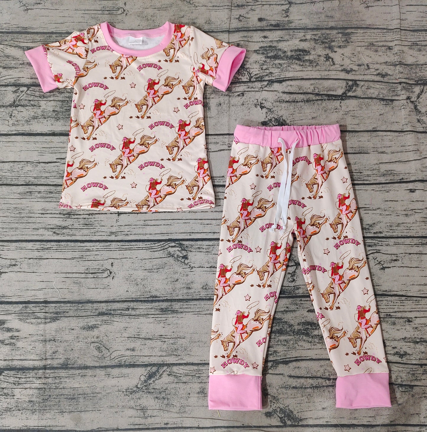 Baby Girls Rodeo Horse Shirt Pants Pajamas Clothes Sets