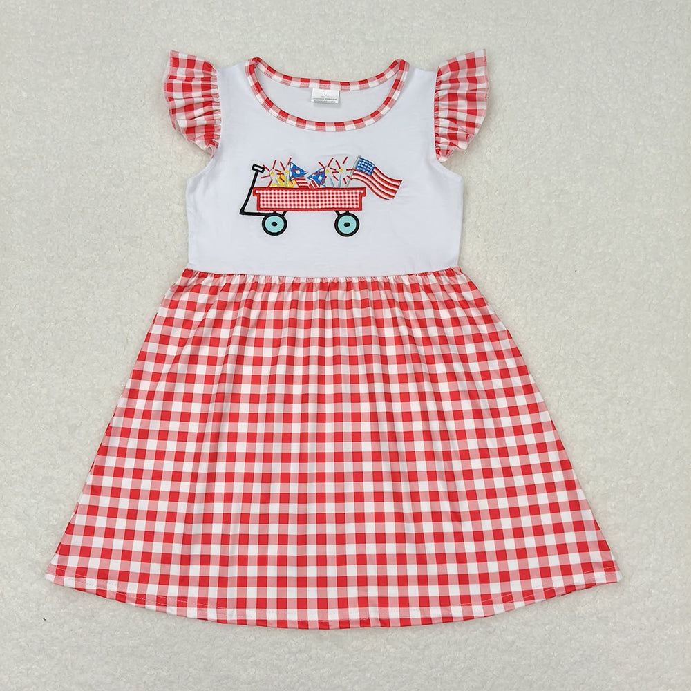 Baby Girls 4th Of July Flag Tractor Sibling Rompers Clothes Sets