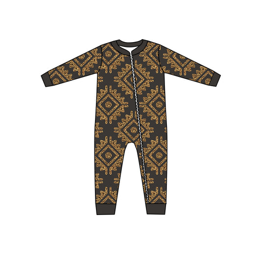 Golden Aztec Baby Infant Long Sleeve Rompers preorder(moq 5)