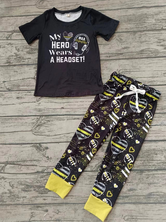 Baby Boys Black Flag Hero Top Pockets Pants Kids Clothing Sets preorder(MOQ 5)