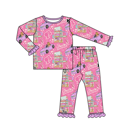 Baby Girls Pink House Doll Pajamas Clothing Sets preorder(moq 5)