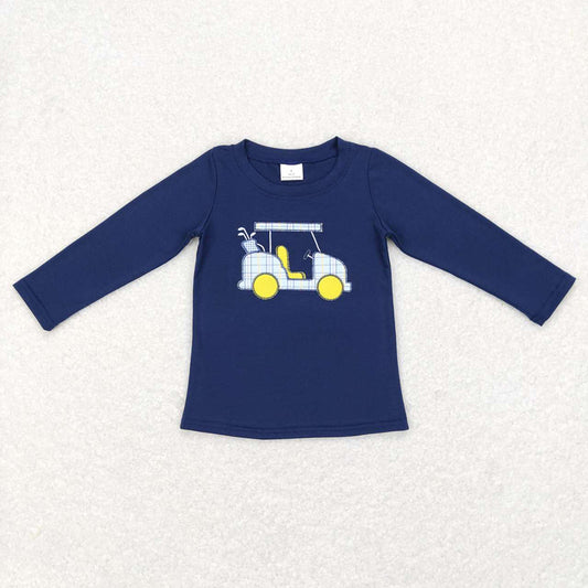 Baby Boys Navy Golf Cart Long Sleeve Tee Shirts Tops