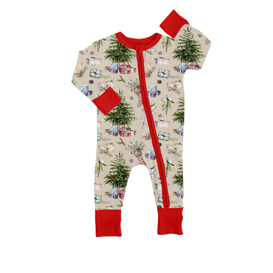 Christmas Tree Baby Kids Long Sleeve Zip Rompers preorder(moq 5)