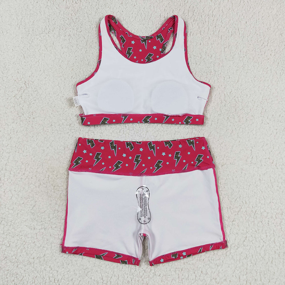 Baby Girls Pink Leopard Flash Crop Tops Shorts Clothes Sets