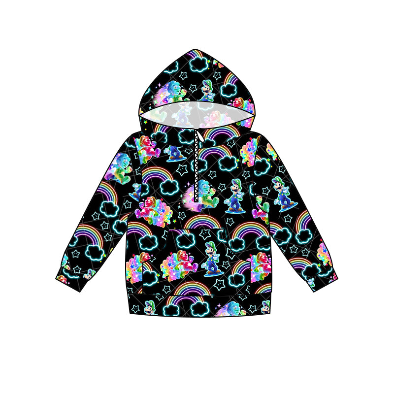 Baby Girls Hooded Game Rainbow Cartoon Long Sleeve Tops preorder(moq 5)