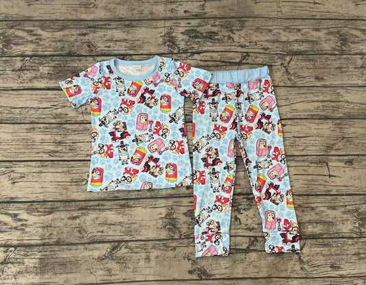 Baby Boys Blue Dogs Short Sleeve Tee Shirts Pants Pajamas Clothes Sets