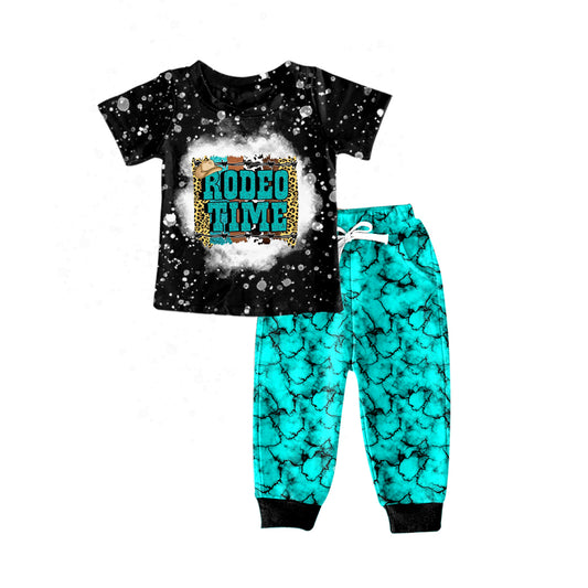 Baby Boys Short Sleeve Rodeo Time Tee Shirt Pants Clothing Sets Preorder(moq 5)