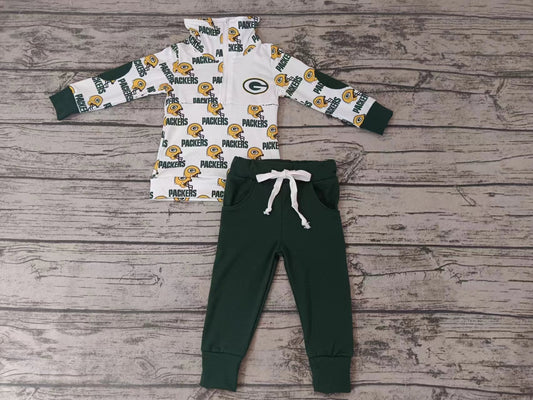 Baby Boys Green G team Long Sleeve Tee Shirt Pants Clothes Sets preorder(moq 5)