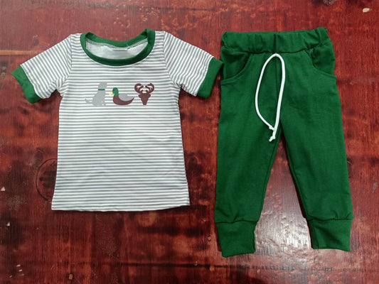 Baby Boys Hunting Duck Short Sleeve Tee Shirt Pants Clothes Sets preorder(moq 5)