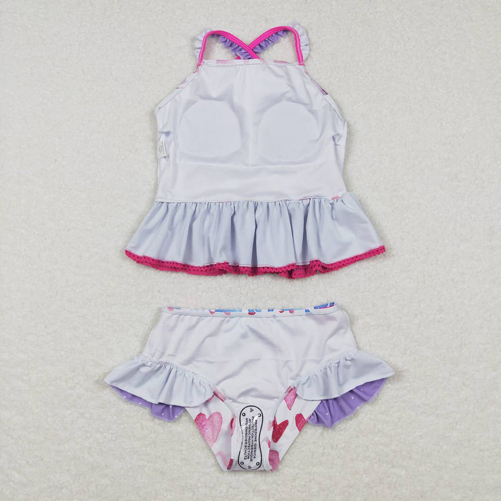 Baby Girls 2pcs Colorful Heart Top Ruffle Bottom Swimsuits