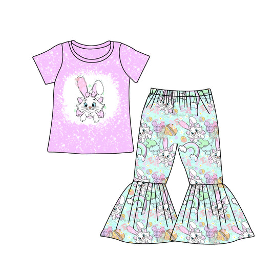 Baby Girls Cat Rabbit Easter Shirt Bell Pants Clothing Sets Preorder(moq 5)