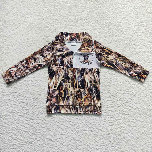 Baby Boys Camo Hunting Dog Zip Pullover Tops