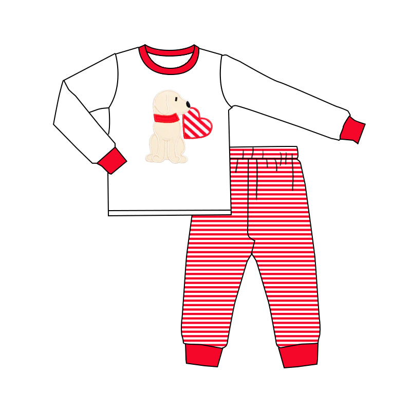 Baby Boys Valentines Dogs Shirts Top Pants Pajamas Clothes Sets preorder(moq 5)