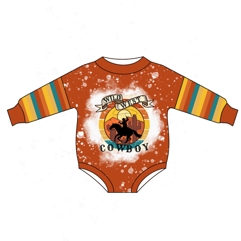 Baby Girls Wild West Rodeo Cowboy Long Sleeve Rompers preorder(moq 5)