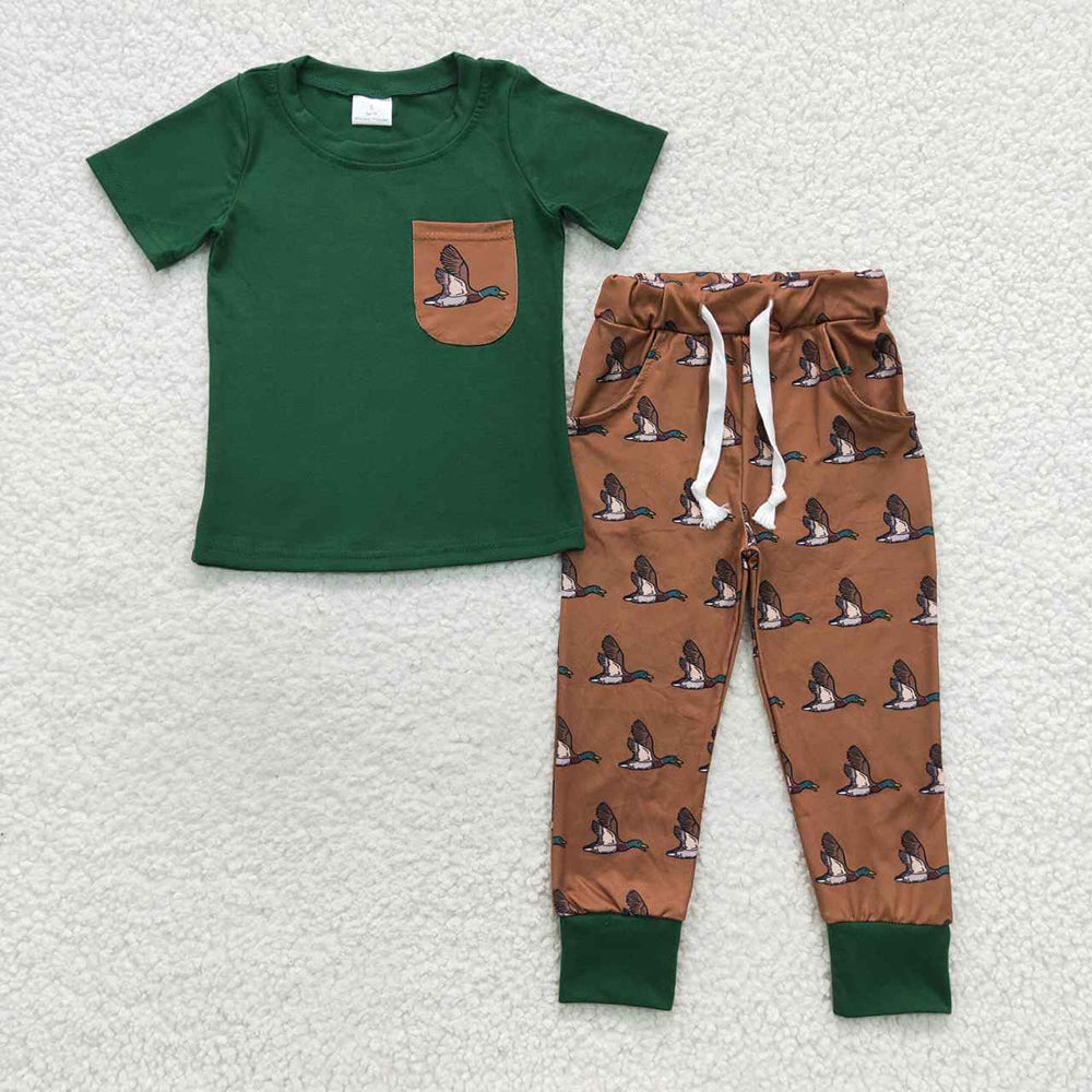 Baby Boys Pocket Tee Duck Shirt Pants Clothes Sets