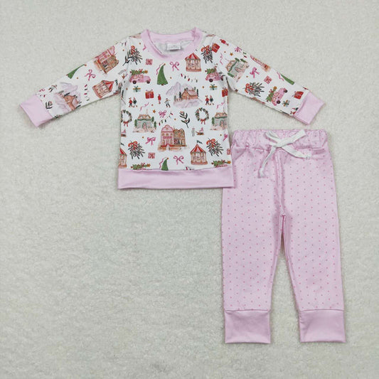 Baby Girls Christmas Present Top Dots Pants Pajamas Clothing Sets