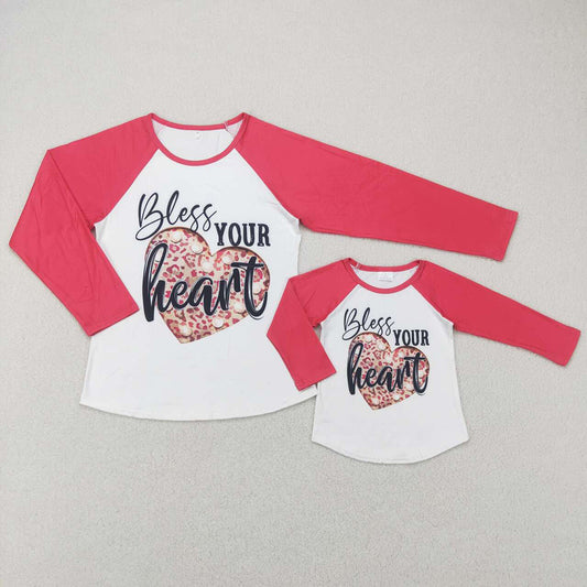 Baby girls bless your heart valentines raglan(mommy and me)