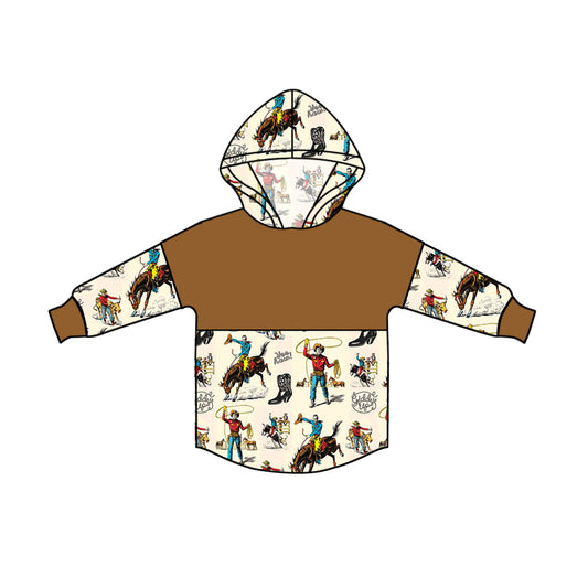 Baby Girls Rodeo Brown Horse Hoodie Long Sleeve Tee Shirts preorder(moq 5)