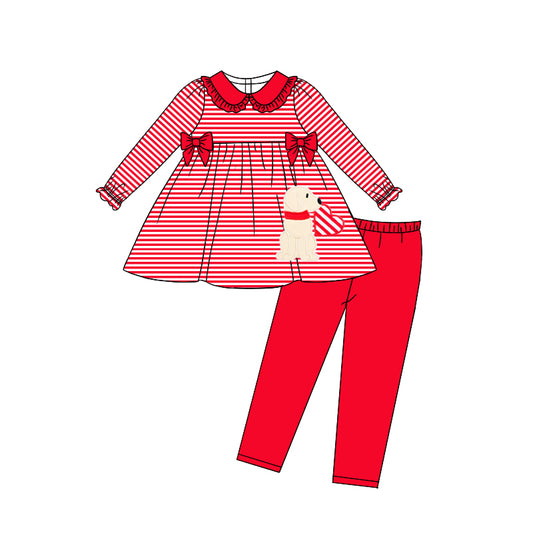 Baby Girls Valentines Dogs Tunic Top Pants Clothes Sets preorder(moq 5)