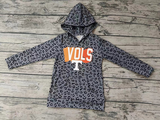 Baby Girls Leopard Team T Pocket Hooded Tee Tops preorder(moq 5)