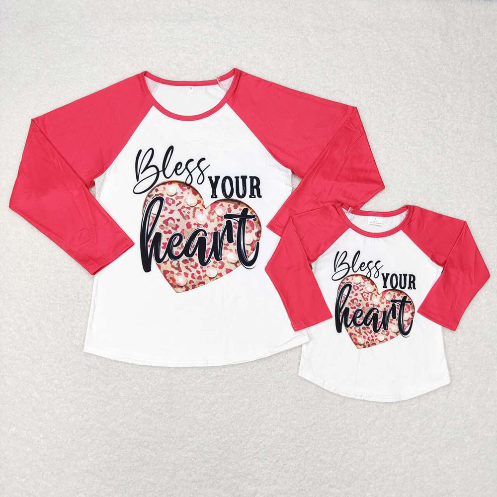 Baby girls bless your heart valentines raglan(mommy and me)