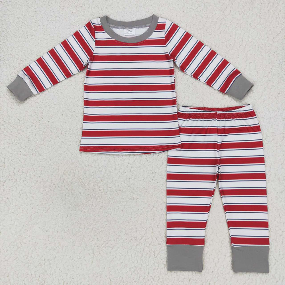 Baby Boys Red Stripes Christmas Shirt Pants Pajamas Clothing Sets