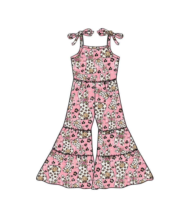 Baby Girls Easter Rabbit Strap Bell Pants Jumpsuits Preorder(moq 5)