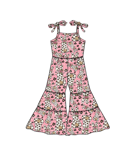 Baby Girls Easter Rabbit Strap Bell Pants Jumpsuits Preorder(moq 5)