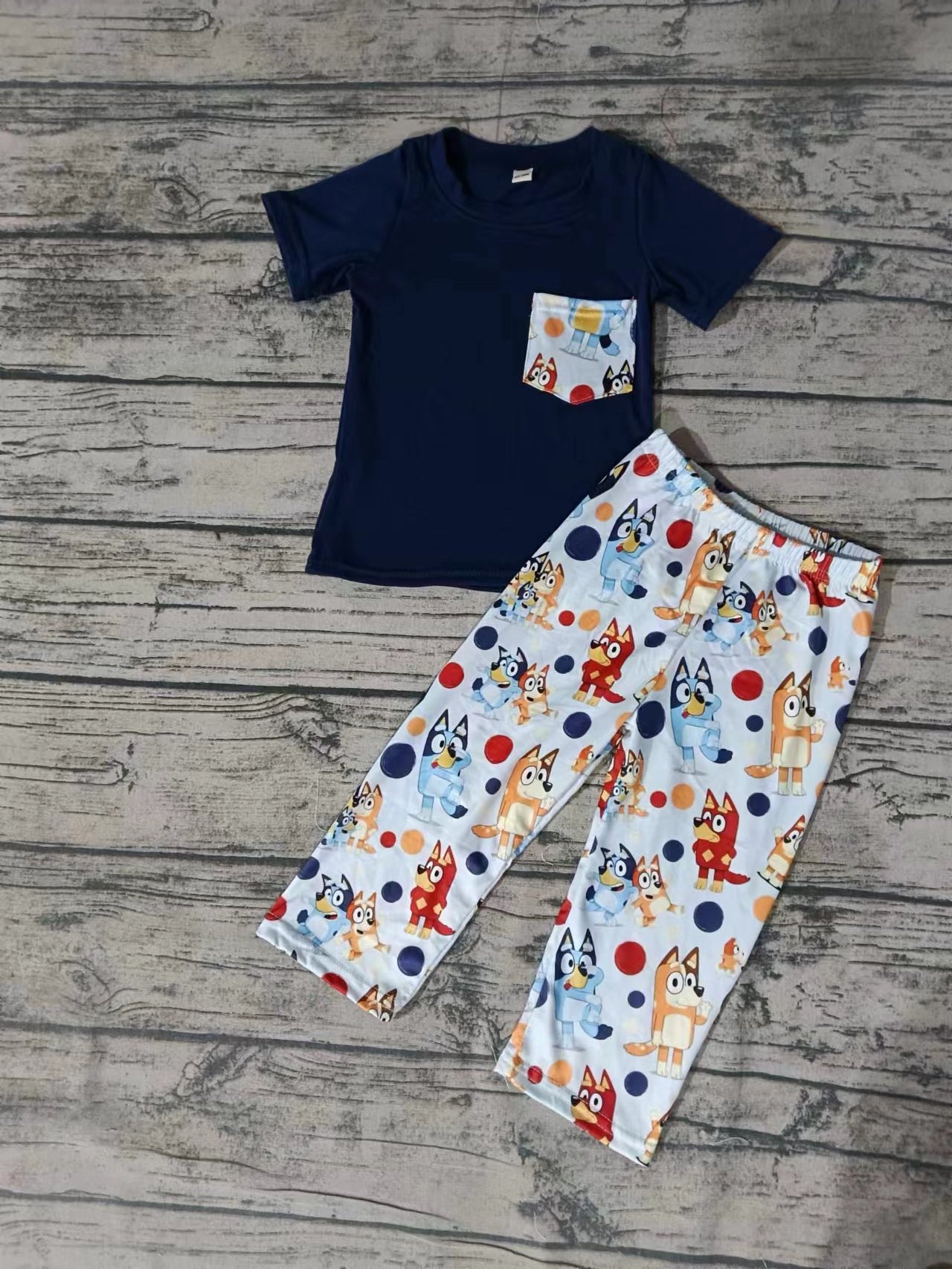 Baby Boys Cartoon Dog Pocket Top Pants Clothes Sets preorder(moq 5)