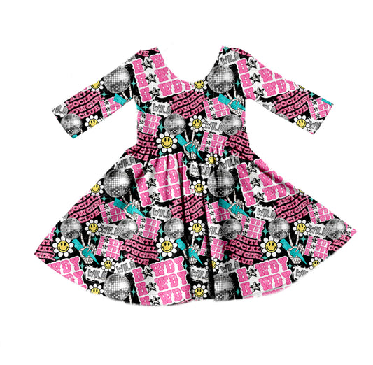 Baby Girls Pink Ruffle Howdy Twirl Dresses preorder(moq 5)