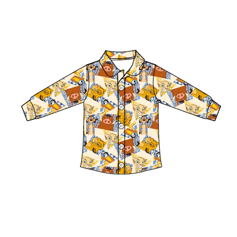 Baby Boys Cartoon Lions Shirts Top Buttons Design preorder(moq 5)