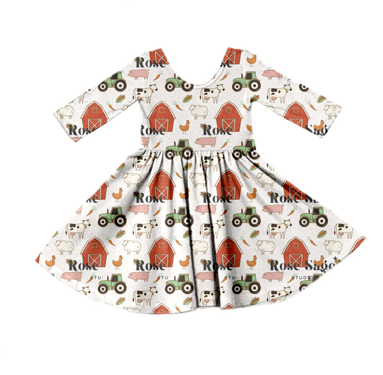 Baby Girls Red Ruffle Farm House Twirl Dresses preorder(moq 5)