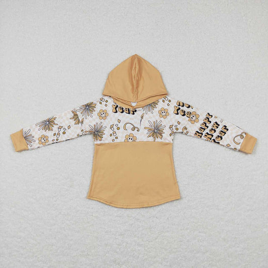 Baby Kids Happy New Year Hooded Long Sleeve Tops