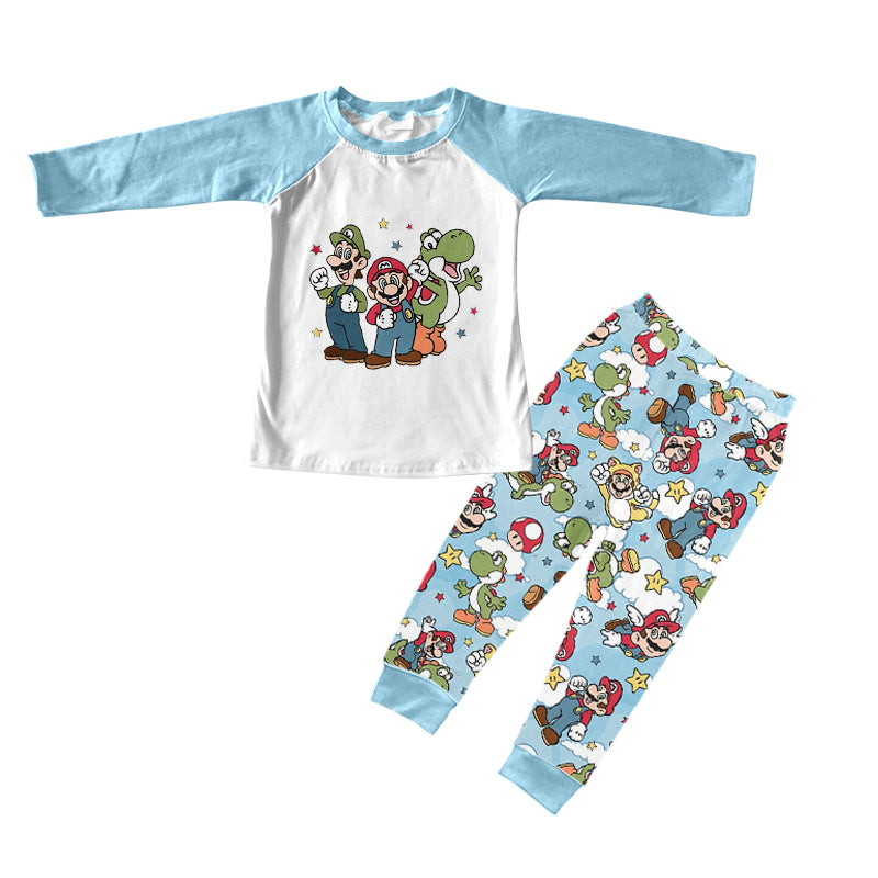 Baby Boys Game Cartoon Long Sleeve Raglan Pants Sets preorder(moq 5)