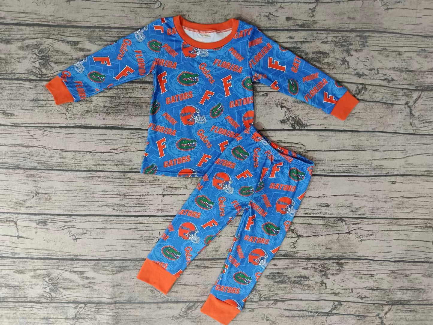 Baby Boys Blue Orange Team Top Pants Pajamas Clothes Sets preorder(moq 5)