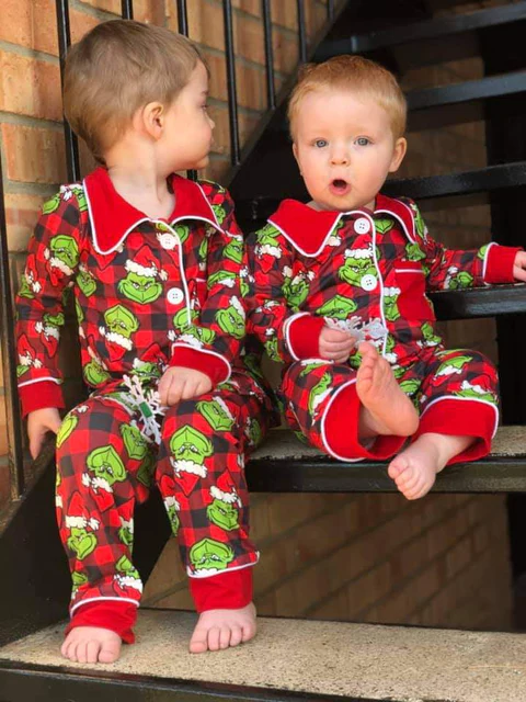 Boys Grin plaid Pajamas